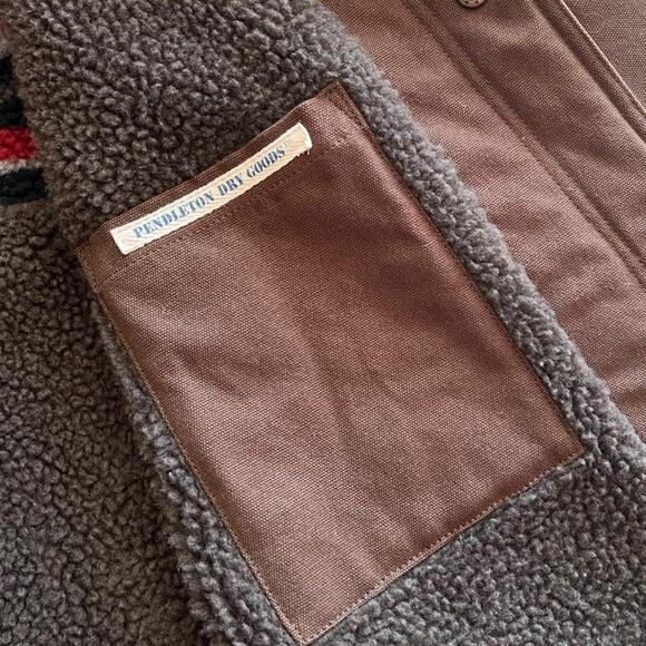 NWOT Pendleton Sherpa Lined Canvas Chore Coat | Brown Workwear Jacket | Medium - Picture 8 of 11
